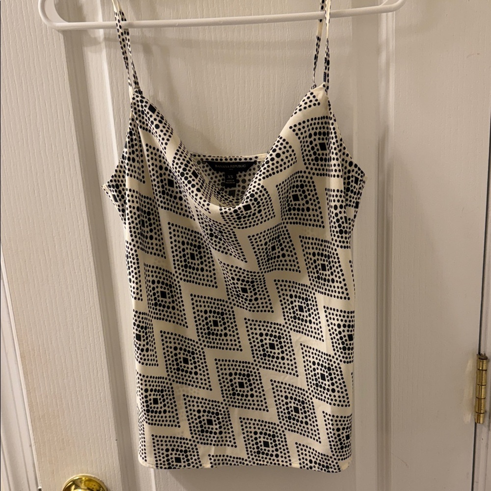 Banana Republic Cream and Black Geometric Camisole